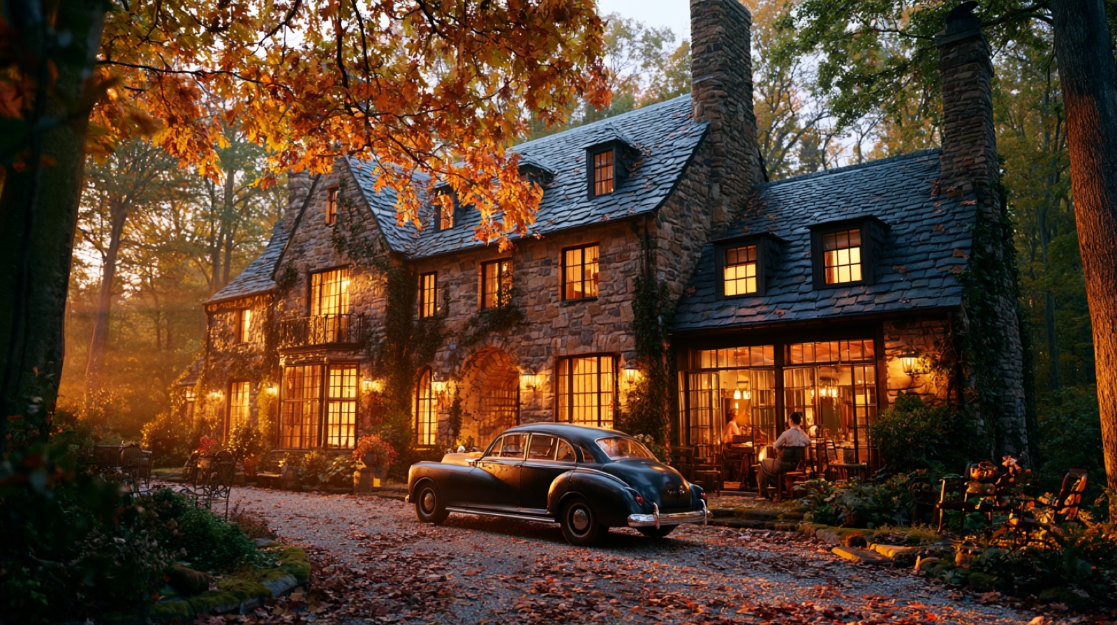 A 1950s English country house at dusk, the first Case File
